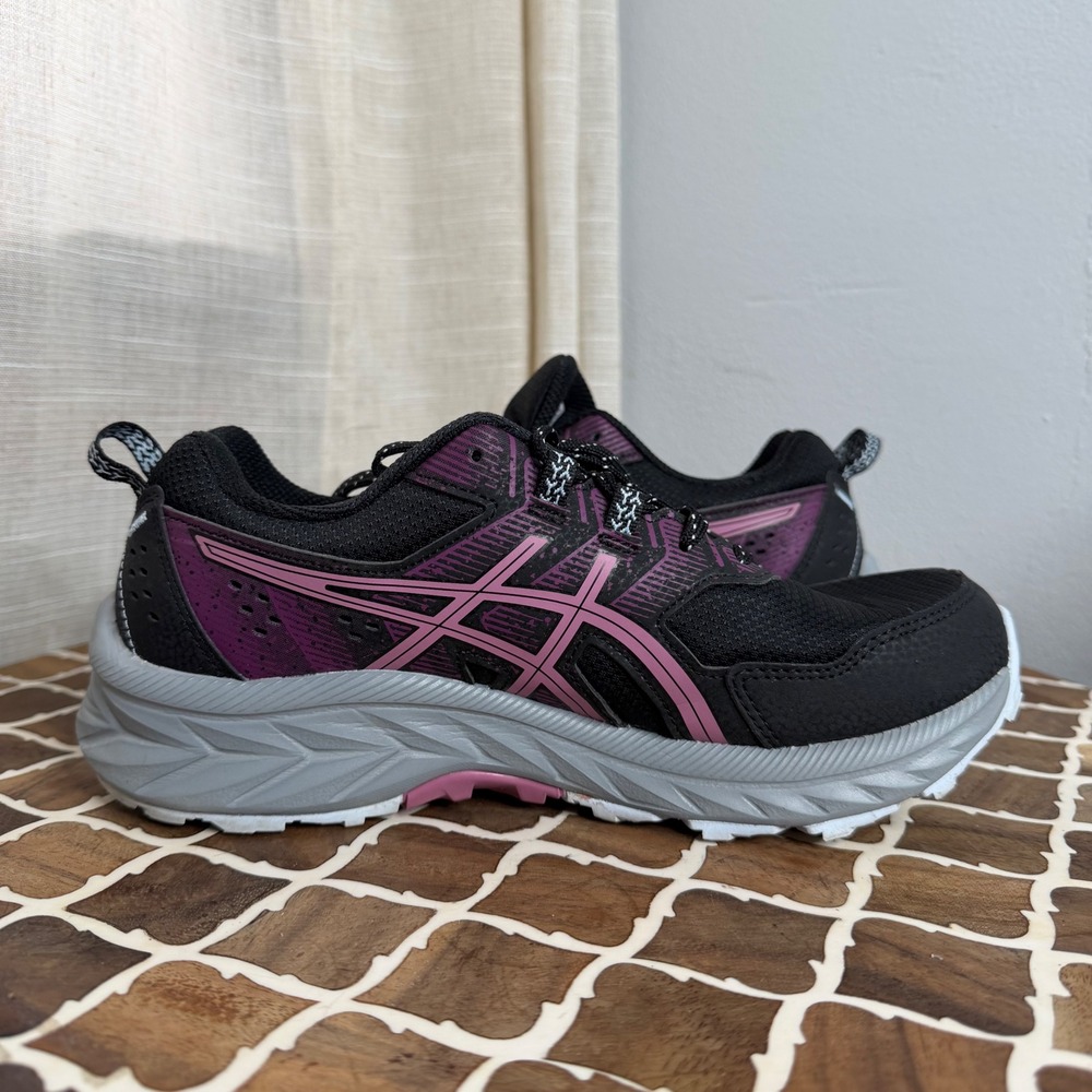 Asics Gel-Venture 9 Trail Running Shoes Black Purple Women's 7 Wide No Insoles - Picture 3 of 12